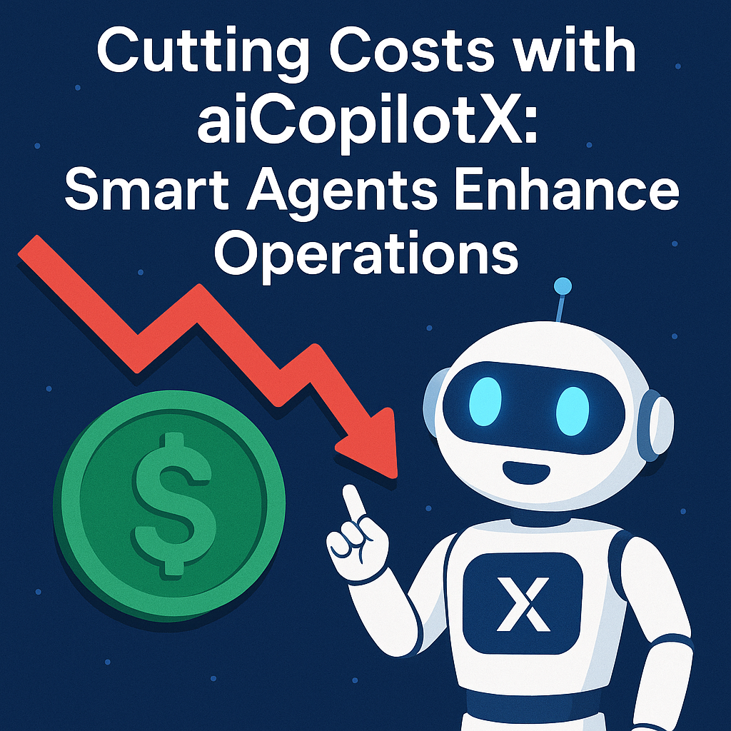 Graph showing reduced operational costs over time with the implementation of aiCopilotX smart agents.